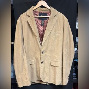 Link Tan Corduroy Blazer with Patterned Lining Large